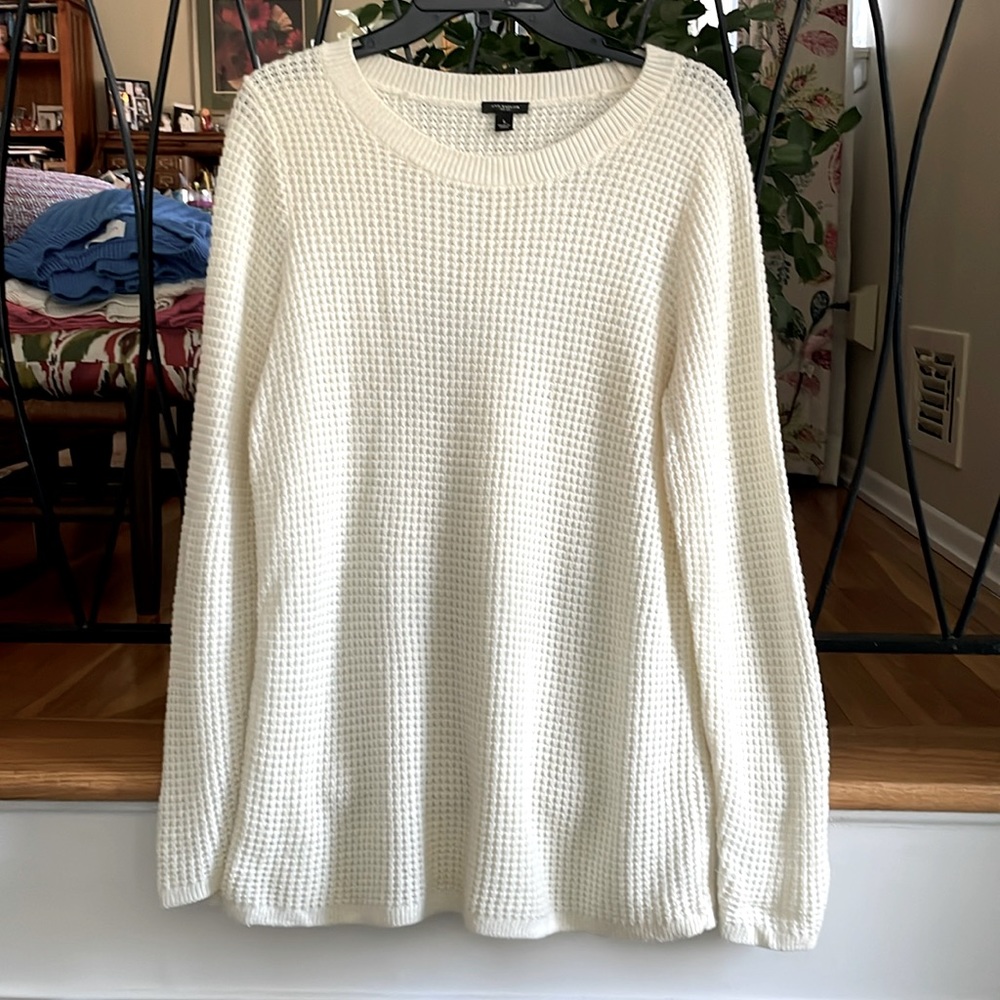 Ann Taylor Cream Knit Sweater Size Large